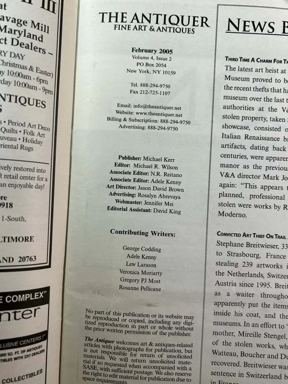 The Antiquer American Fine Art Magazine Feb 2005 Edition